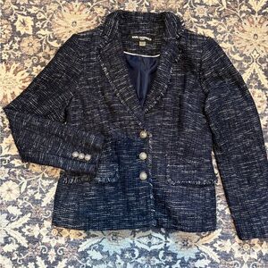 Karl Lagerfeld Textured Dark Blue Blazer